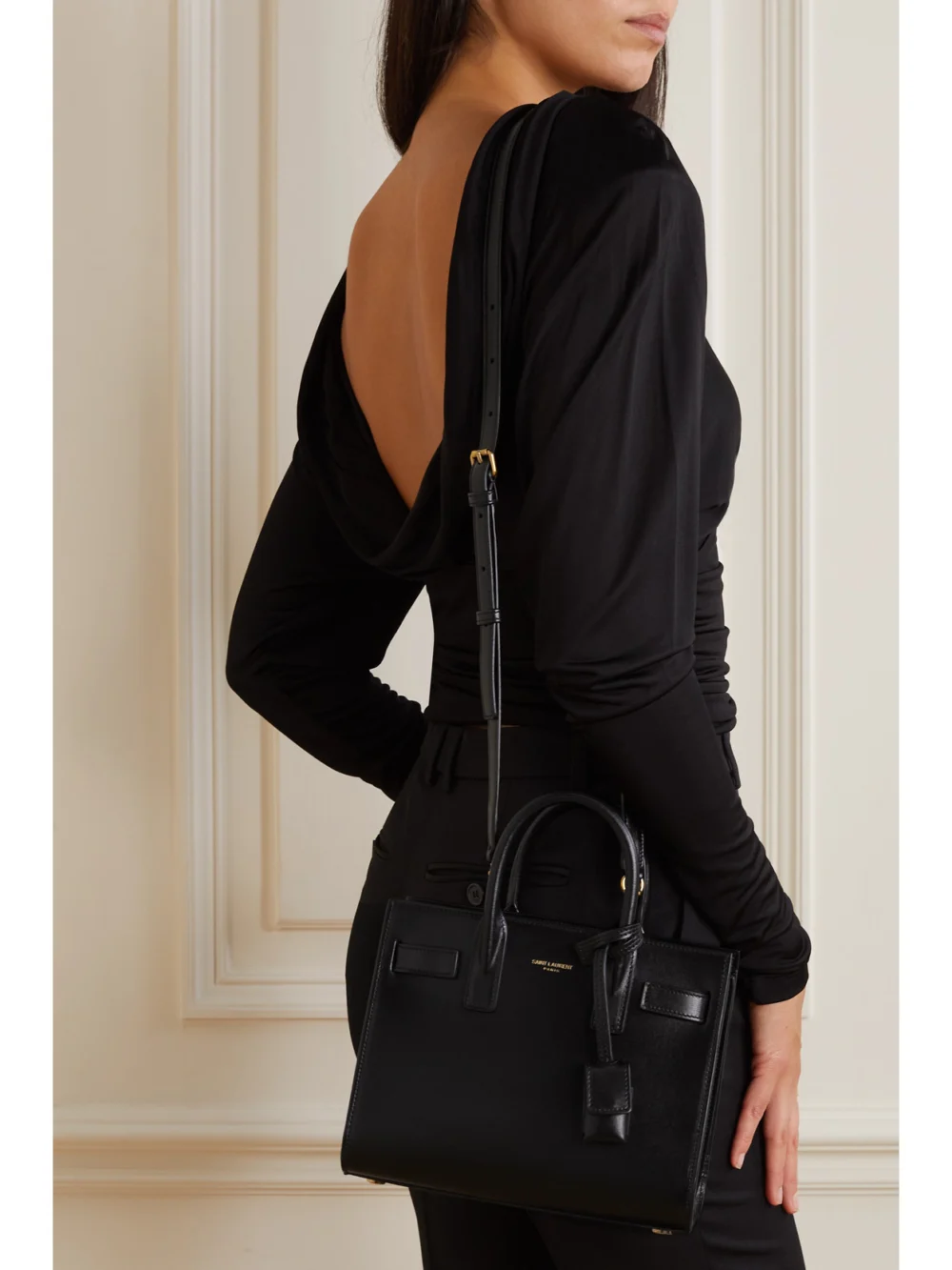 Saint Laurent Sac De Jour Nano Leather Top-handle Bag, styled view