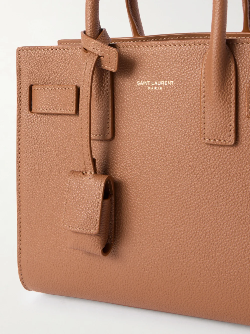 Close-up detail of the Saint Laurent Sac De Jour Nano Textured-leather Tote
