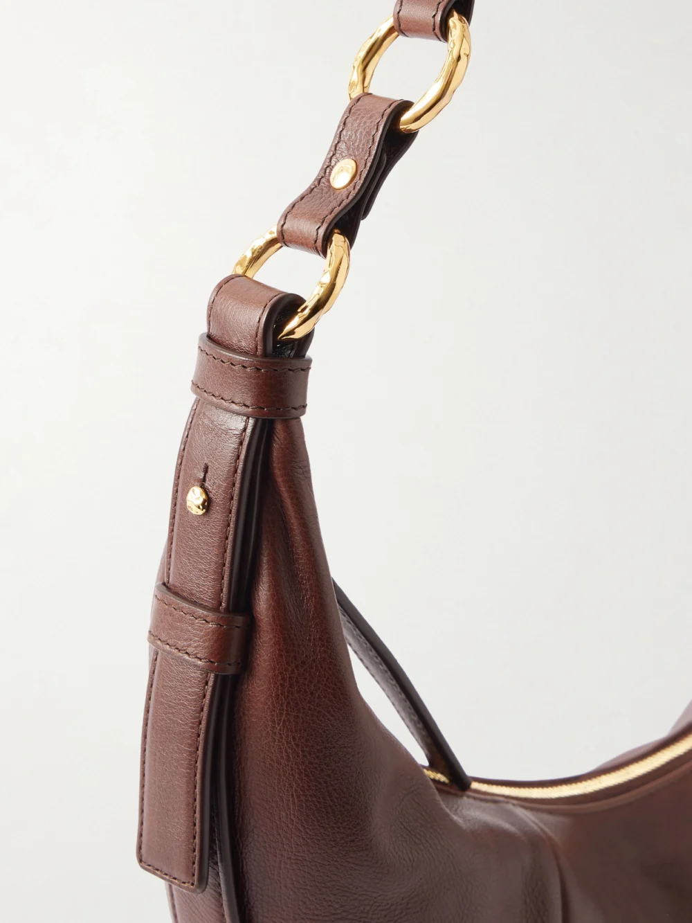 Close-up detail of the Saint Laurent Saharienne Leather Shoulder Bag