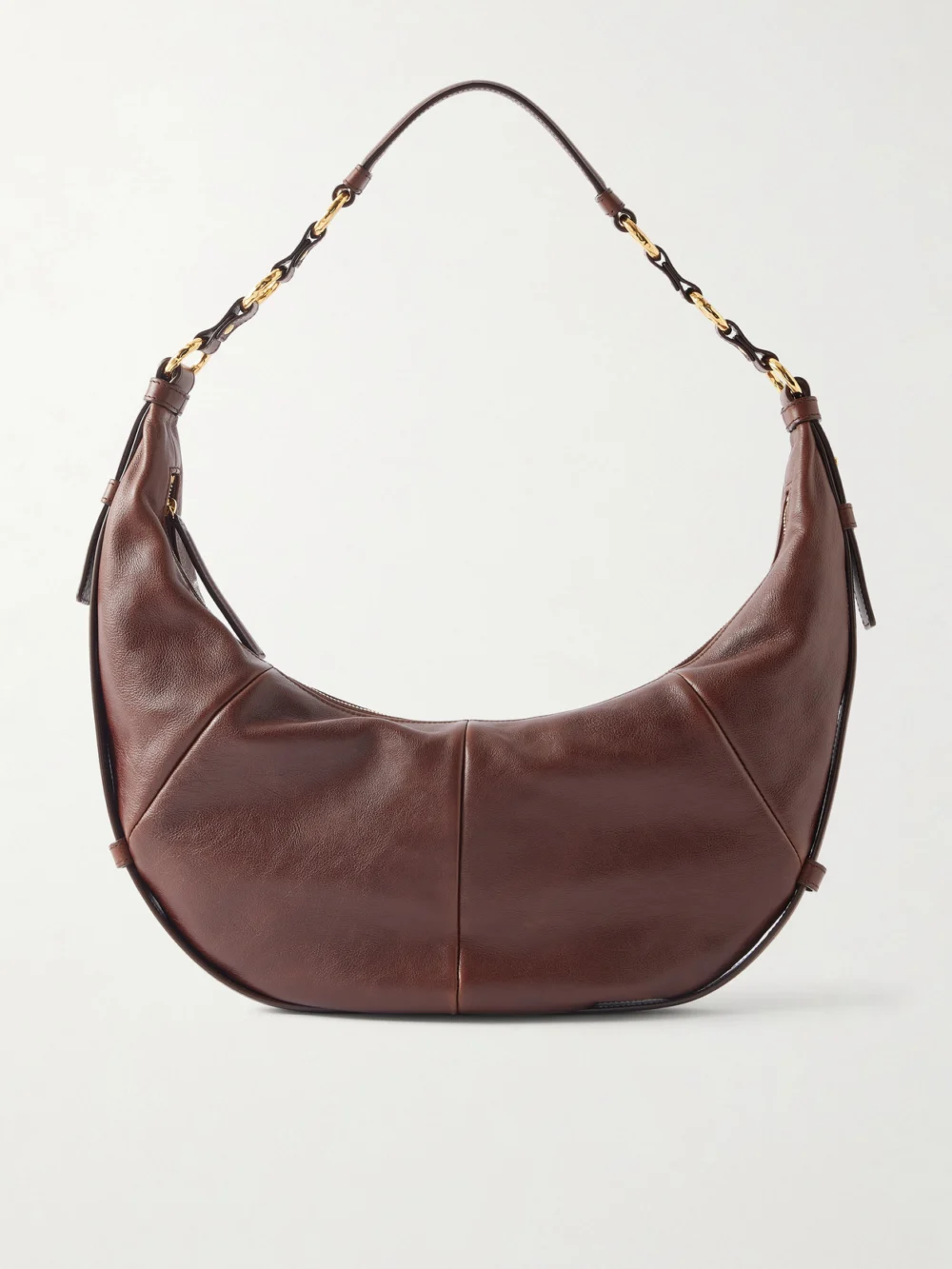 Saint Laurent Saharienne Leather Shoulder Bag in brown