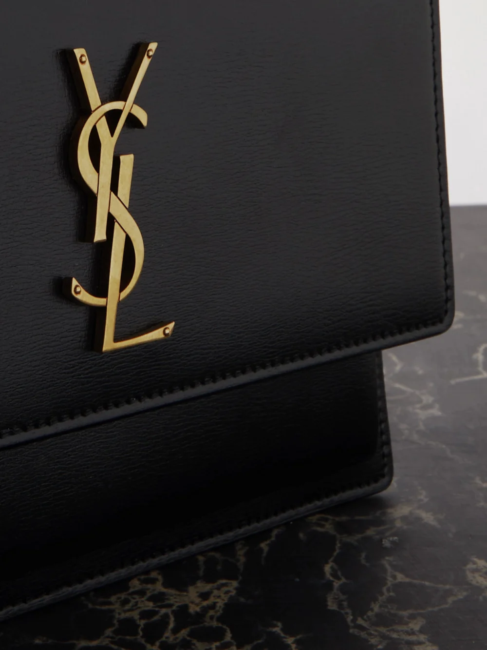 Close-up detail of the Saint Laurent Sunset Medium Leather Shoulder Bag