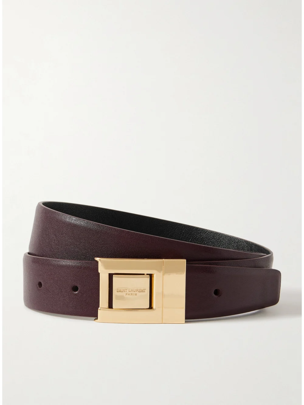 Saint Laurent Textured-leather Belt in dark purple