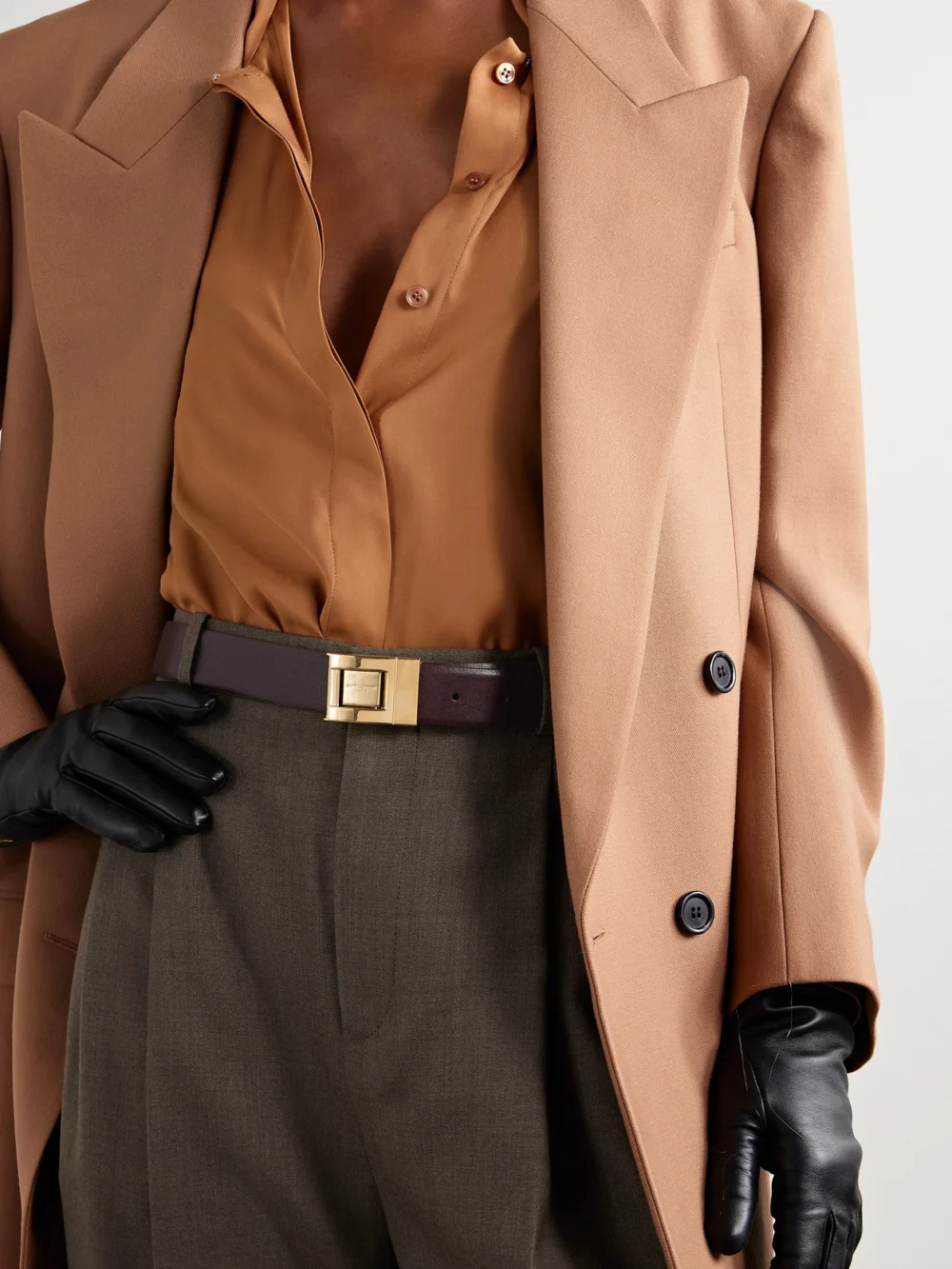 Saint Laurent Textured-leather Belt, styled view