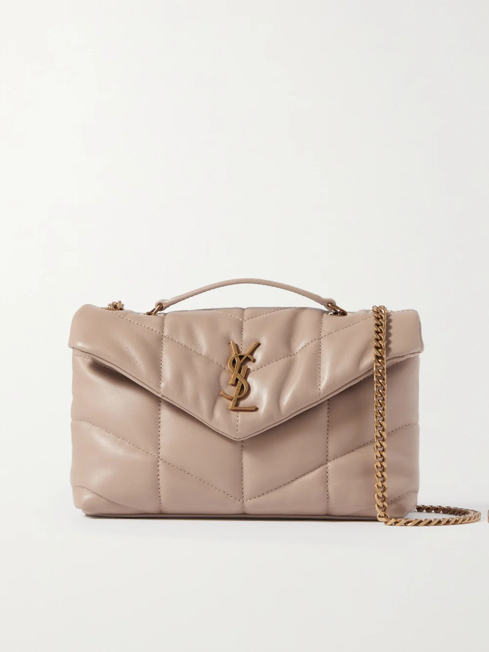 Saint Laurent Toy Puffer Mini Matelassé Leather Shoulder Bag in beige