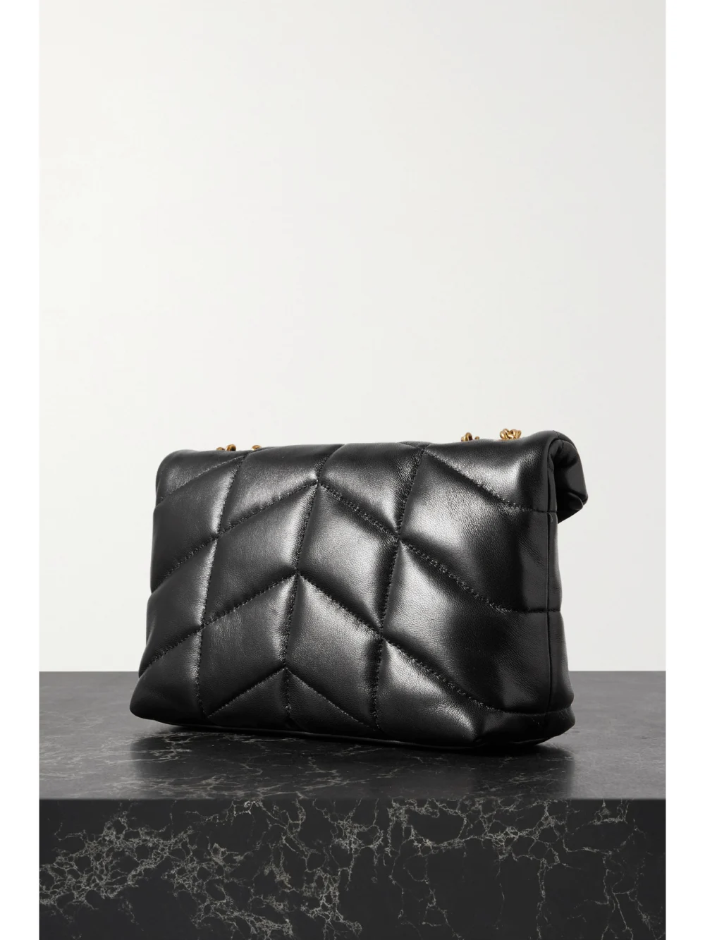 Back view of the Saint Laurent Toy Puffer Mini Matelassé Leather Shoulder Bag