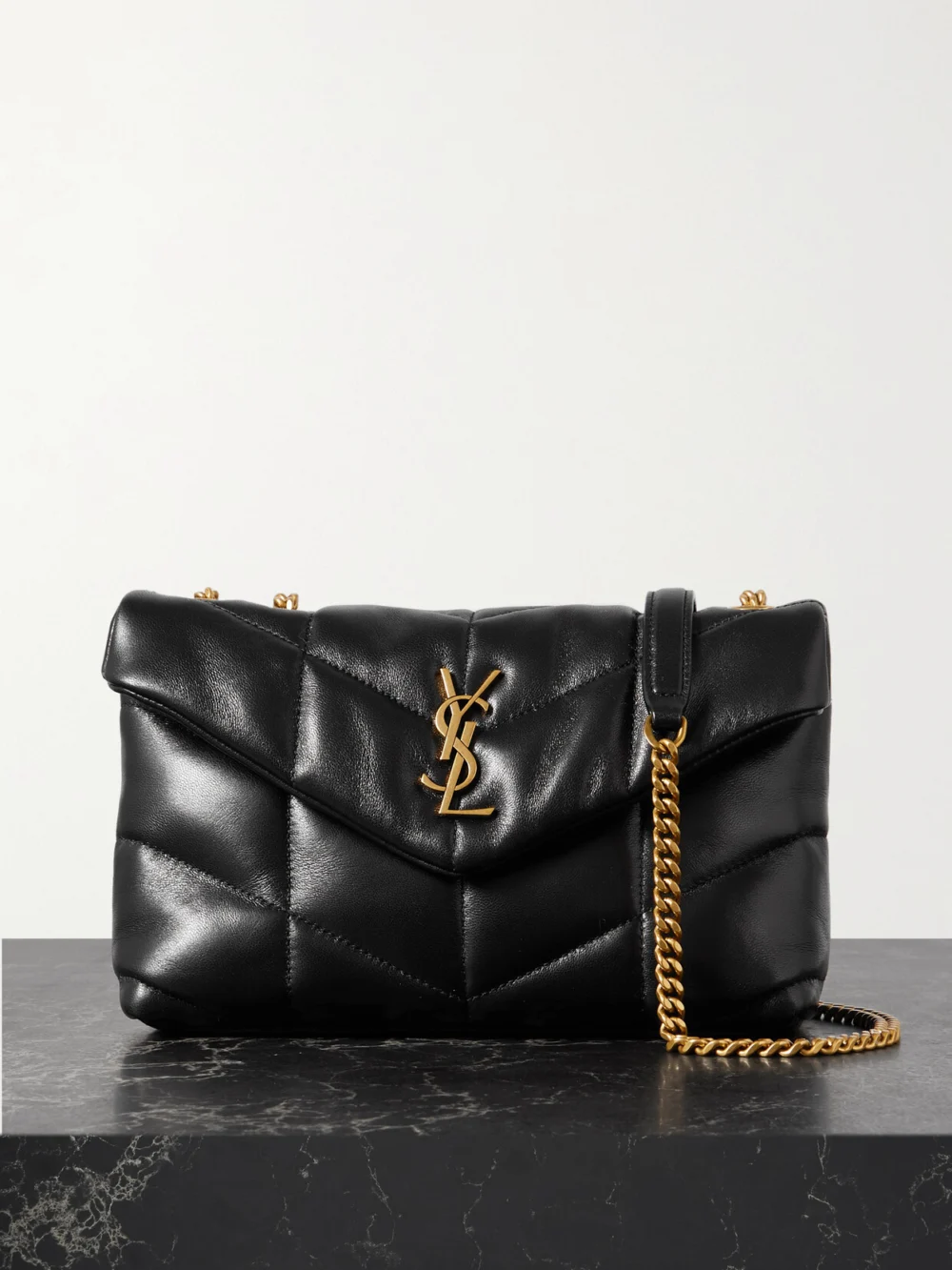 Saint Laurent Toy Puffer Mini Matelassé Leather Shoulder Bag in black