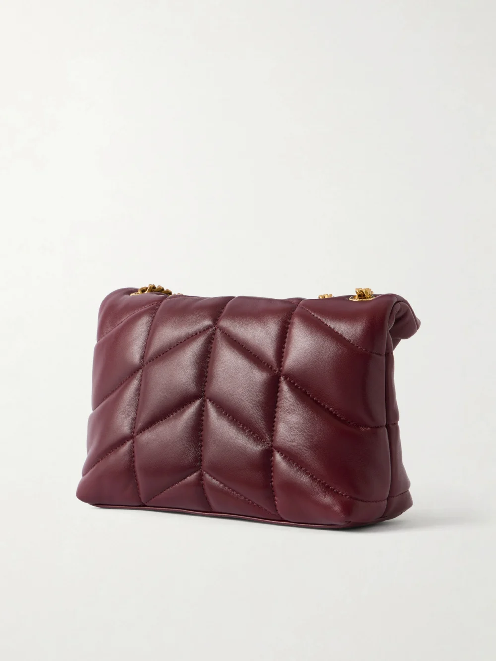 Back view of the Saint Laurent Toy Puffer Mini Matelassé Leather Shoulder Bag