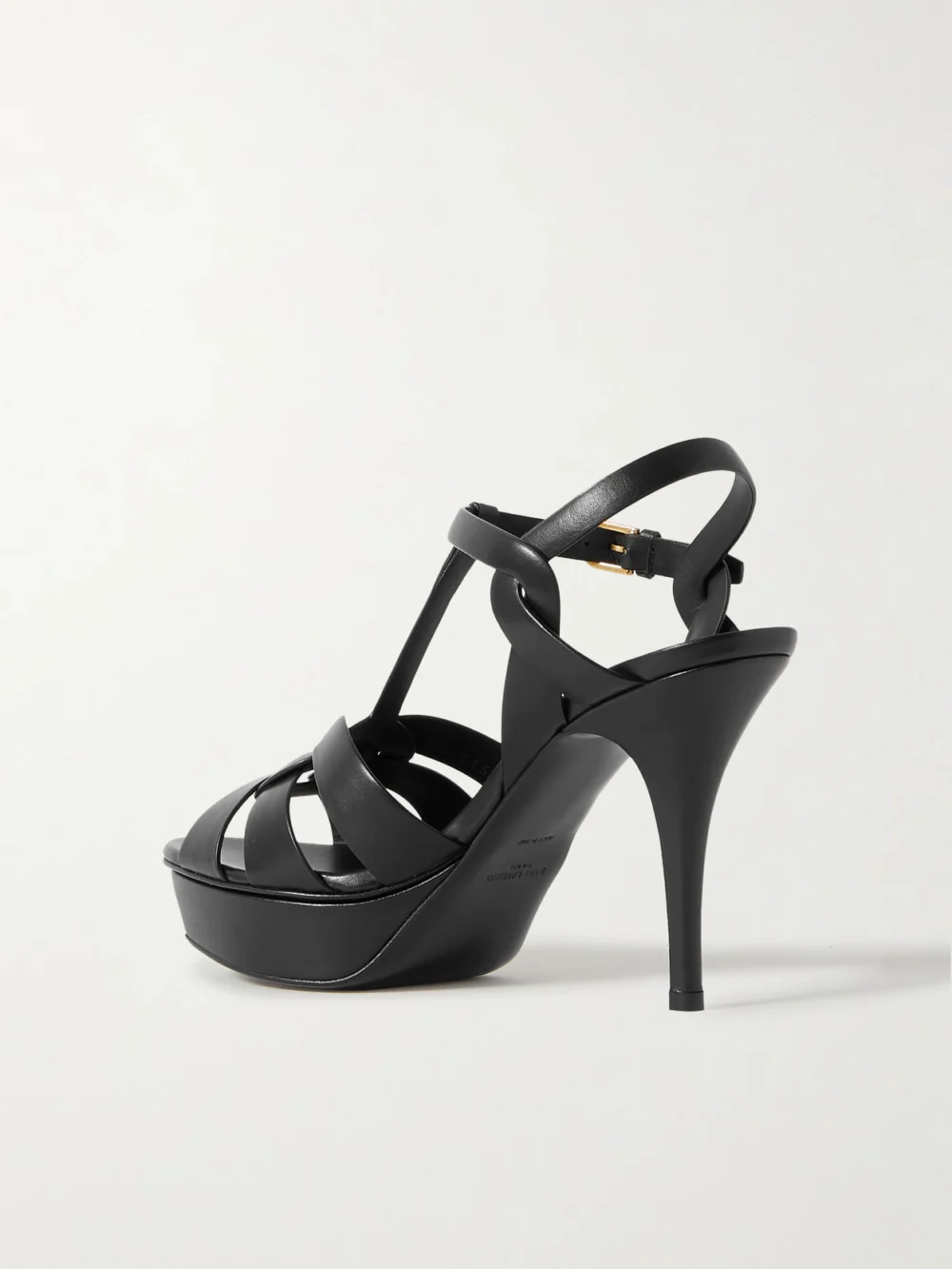 Back view of the Saint Laurent Tribute Woven Leather Platform Sandals