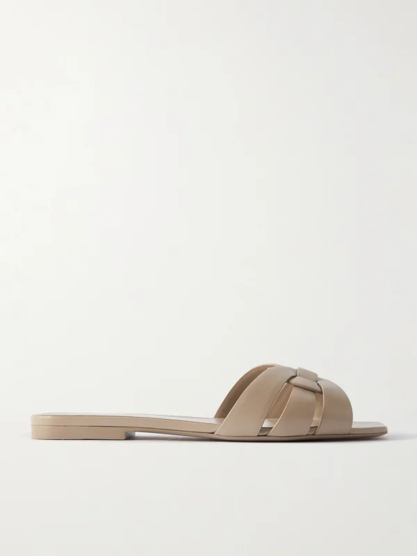 Saint Laurent Tribute Woven Leather Slides