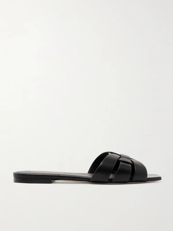Saint Laurent Tribute Woven Leather Slides