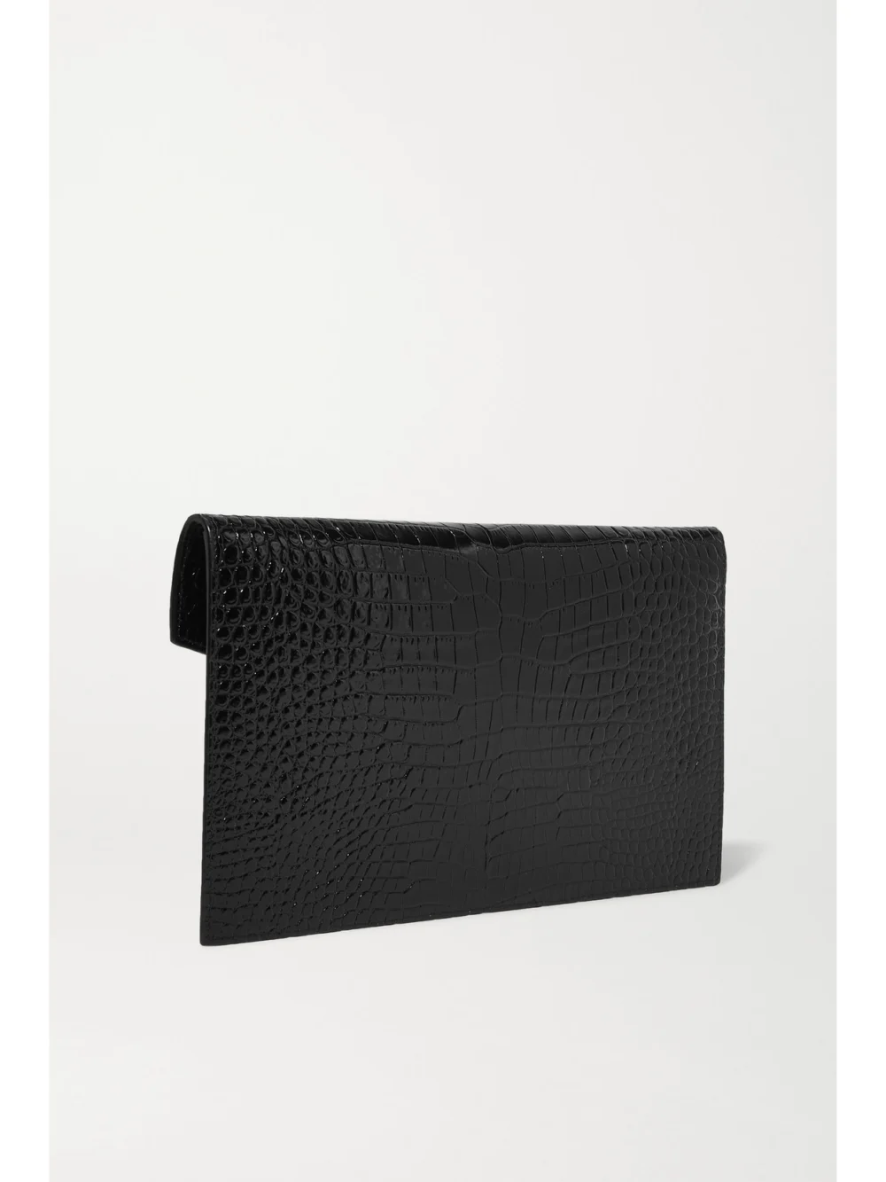 Back view of the Saint Laurent Uptown Croc-effect Patent-leather Pouch