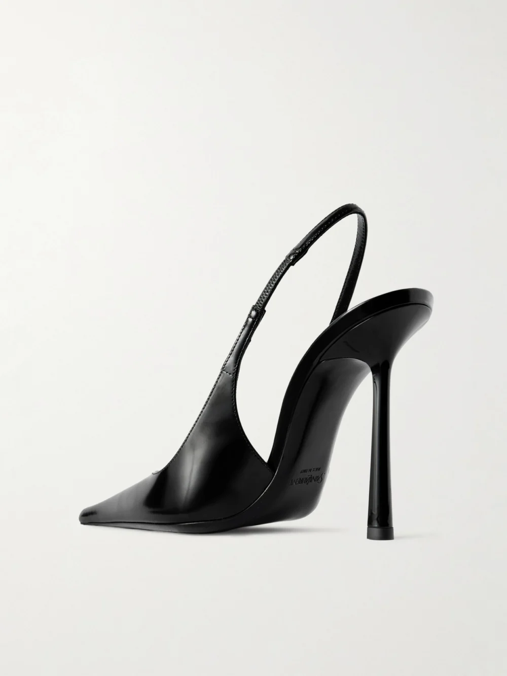 Back view of the Saint Laurent Vendôme Glossed-leather Slingback Pumps