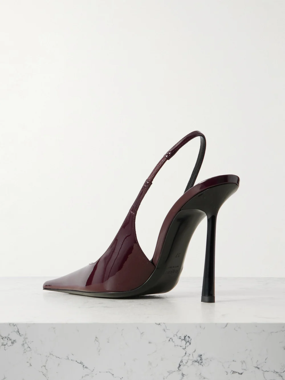 Back view of the Saint Laurent Vendôme Glossed-leather Slingback Pumps