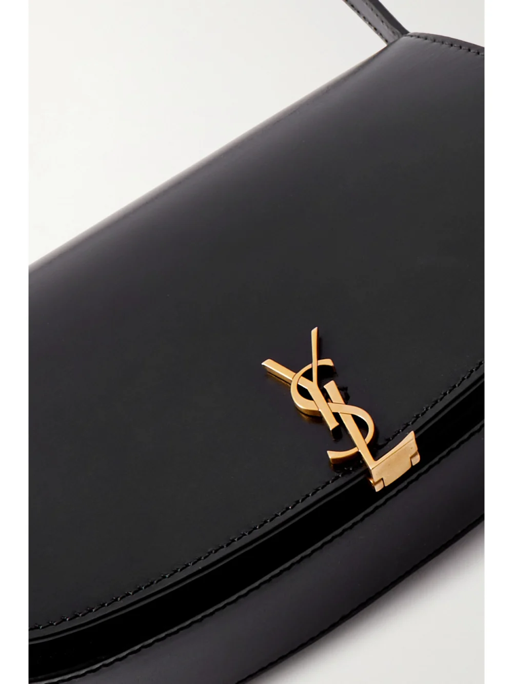 Close-up detail of the Saint Laurent Voltaire Mini Leather Shoulder Bag