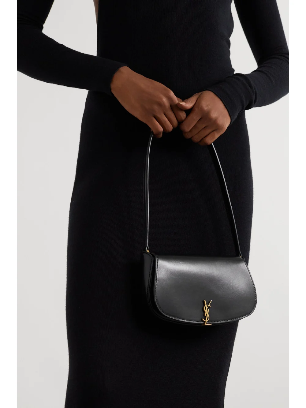 Saint Laurent Voltaire Mini Leather Shoulder Bag, styled view