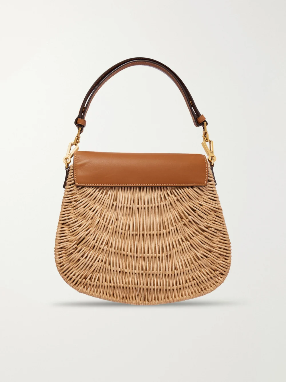 Back view of the Saint Laurent Voltaire Top Handle Leather-trimmed Bamboo Shoulder Bag
