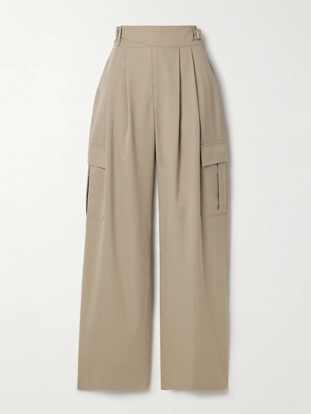 Salon 1884 Buckled Pleated Twill Straight-leg Cargo Pants in stone