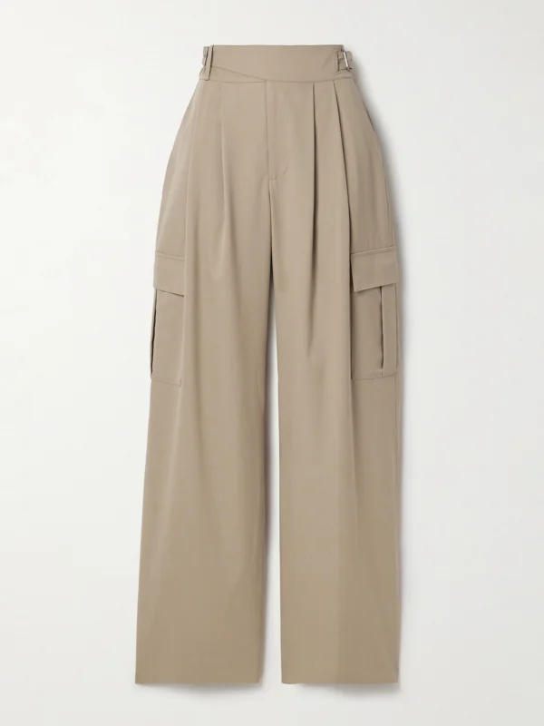 Salon 1884 Buckled Pleated Twill Straight-leg Cargo Pants