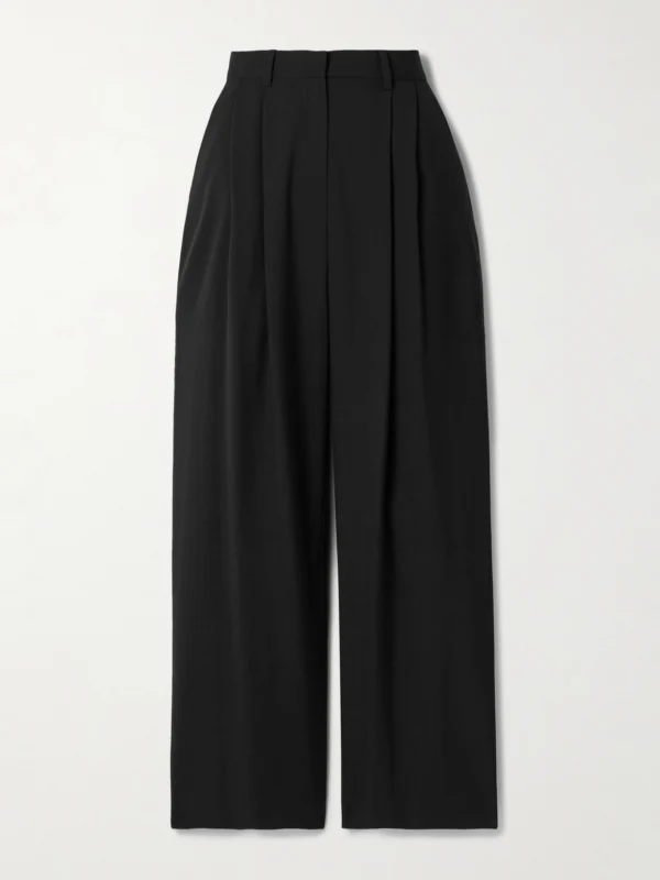 Salon 1884 Cecily Pleated Wool Wide-leg Pants