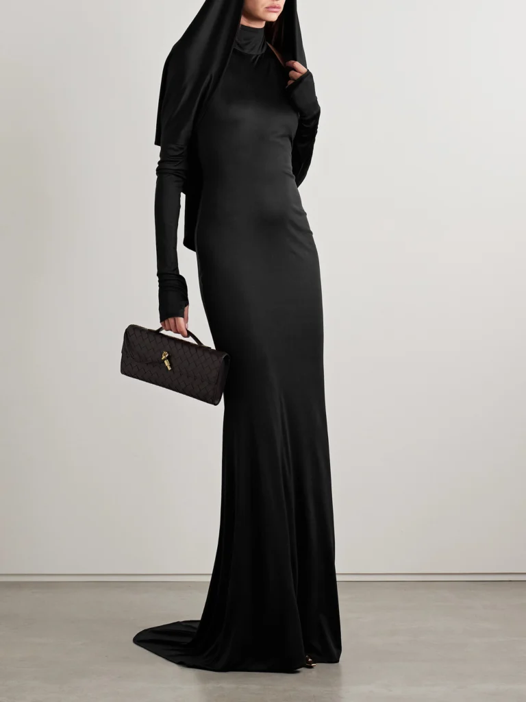 Salon 1884 Dominique Silk-satin Jersey Halterneck Gown