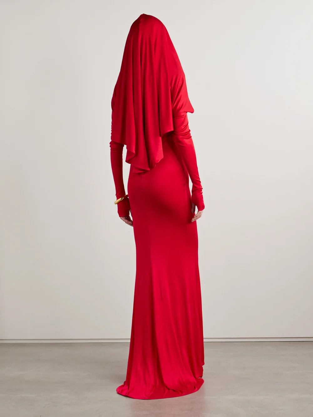 Back view of the Salon 1884 Dominique Silk-satin Jersey Halterneck Gown