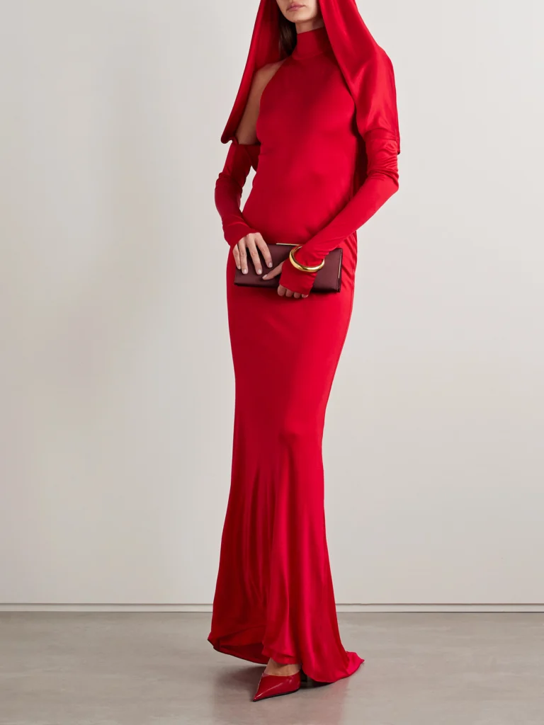 Salon 1884 Dominique Silk-satin Jersey Halterneck Gown