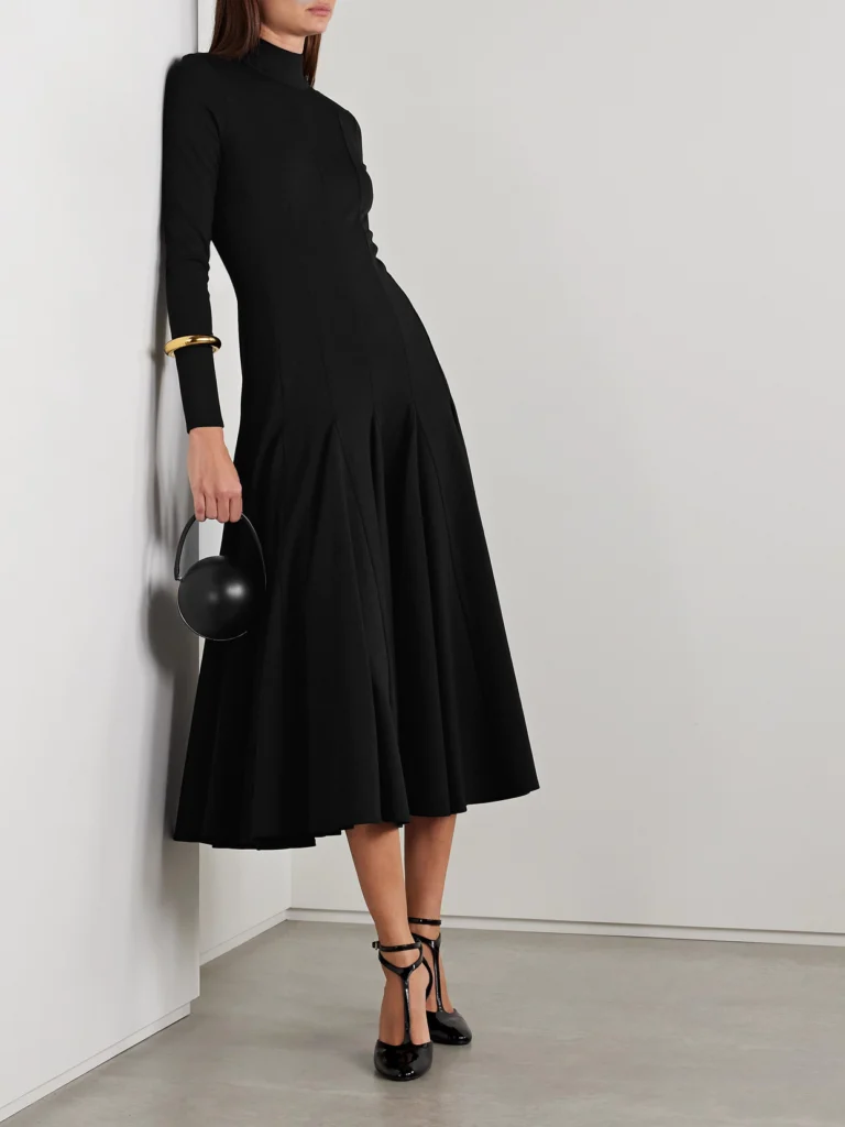 Salon 1884 Elodie Wool-blend Jersey Turtleneck Midi Dress