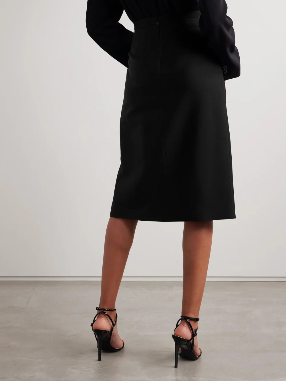 Back view of the Salon 1884 Ezra Wool and Silk-blend Twill Skirt
