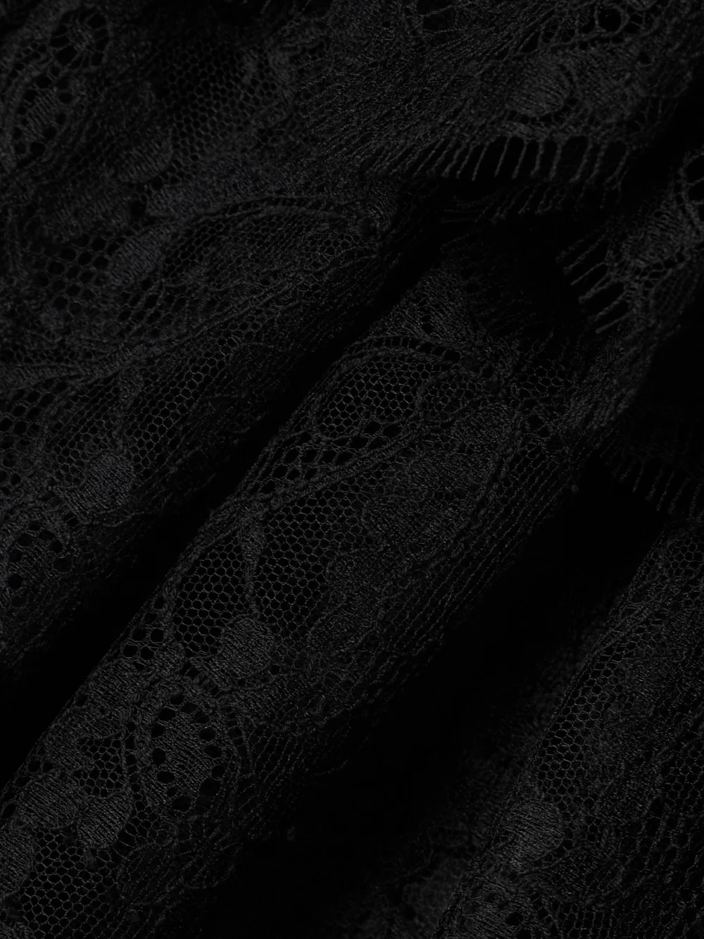 Close-up detail of the Salon 1884 Farrusi Lace-trimmed Silk-blend Satin Halterneck Thong Bodysuit