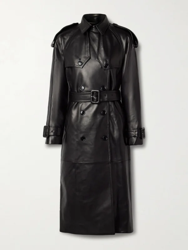 Salon 1884 Filippa Double-breasted Belted Leather Trench Coat