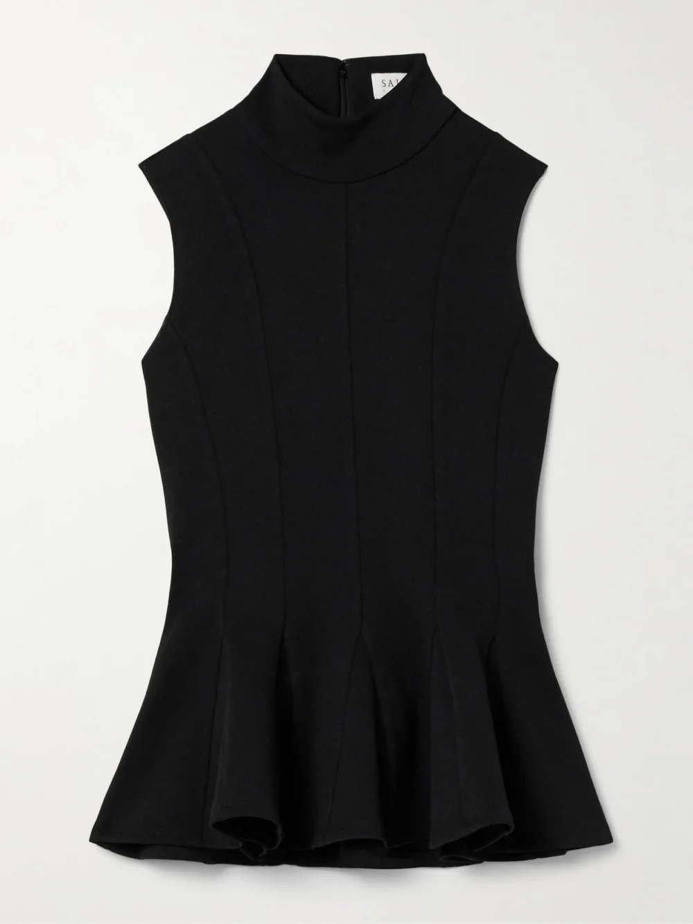 Salon 1884 Ismay Paneled Wool-blend Peplum Turtleneck Top in black