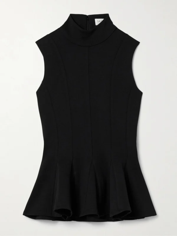 Salon 1884 Ismay Paneled Wool-blend Peplum Turtleneck Top