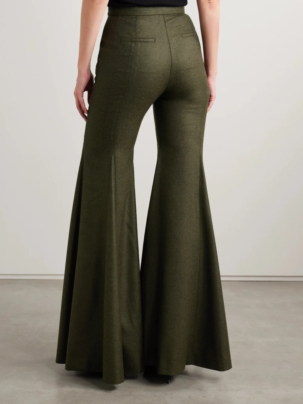 Back view of the Salon 1884 Leon Wool and Cashmere-blend Twill Flared Pants
