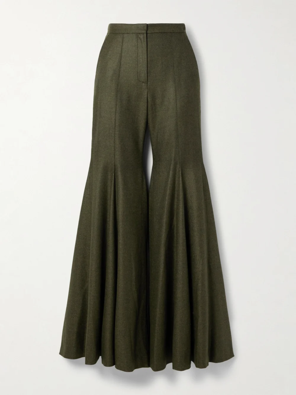 Salon 1884 Leon Wool and Cashmere-blend Twill Flared Pants in green