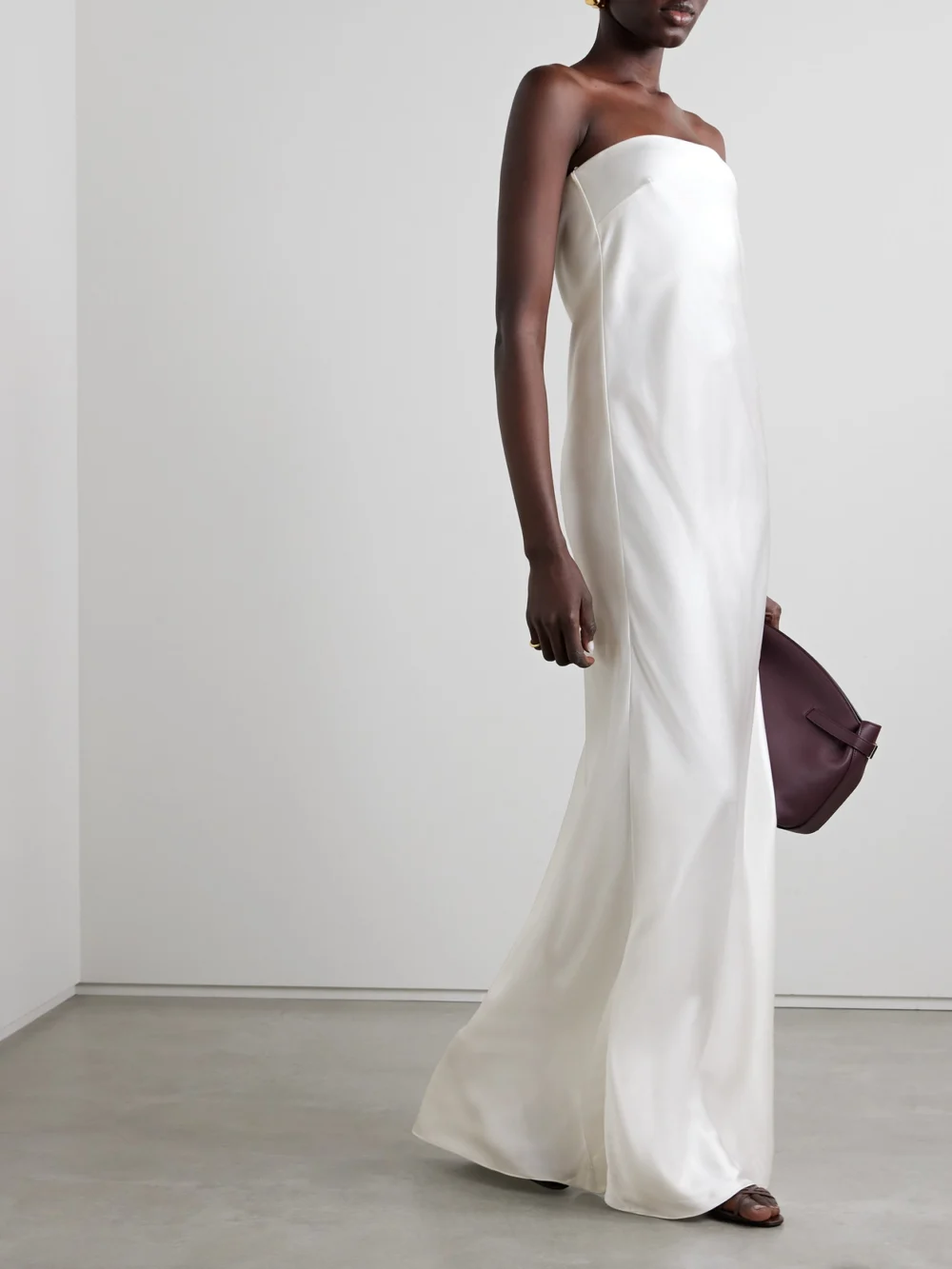 Salon 1884 Linea Strapless Silk Gown, worn by a model