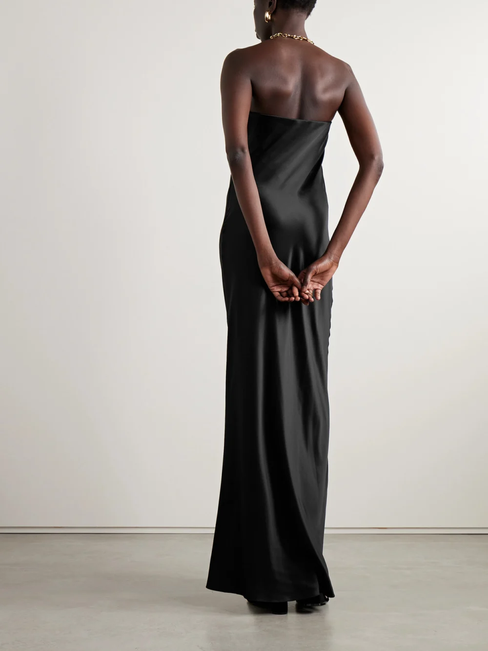 Back view of the Salon 1884 Linea Strapless Silk-satin Gown