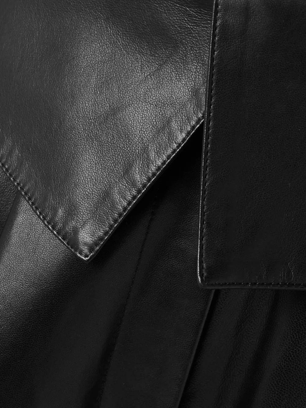 Close-up detail of the Salon 1884 Marca Layered Leather Shorts