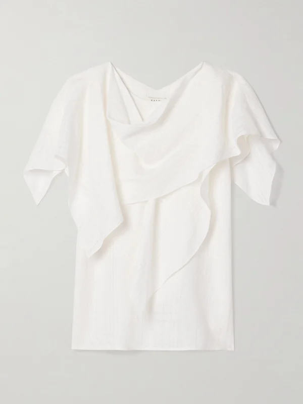 Salon 1884 Mira Draped Layered Linen Top
