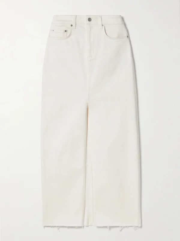 Salon 1884 Orlan Frayed Denim Maxi Skirt