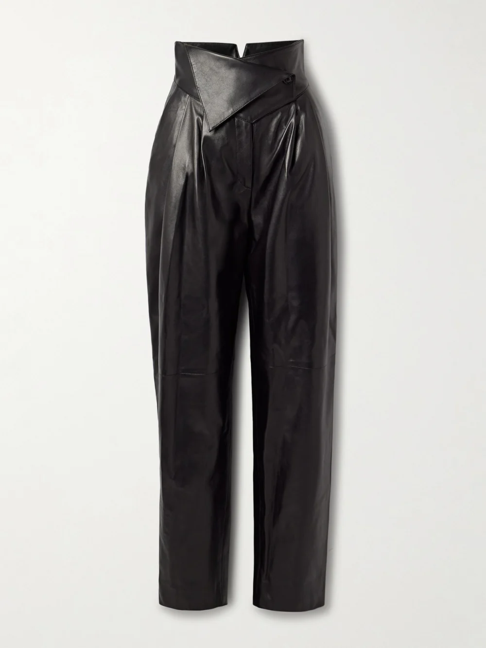 Salon 1884 Rekian Pleated Leather Tapered Pants in black