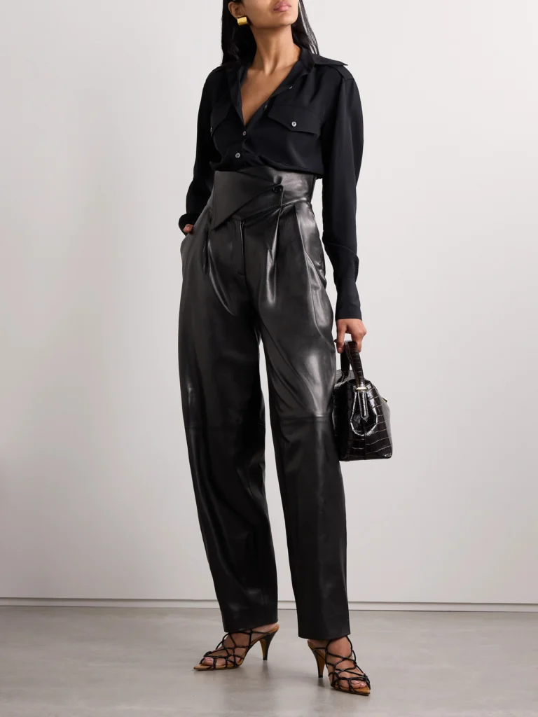 Salon 1884 Rekian Pleated Leather Tapered Pants
