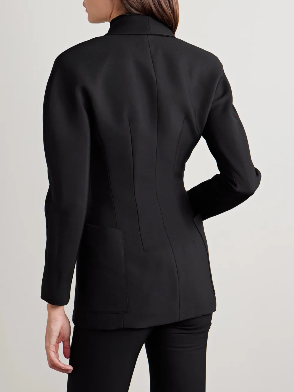 Back view of the Salon 1884 Simone Double-breasted Wool and Silk-blend Twill Blazer