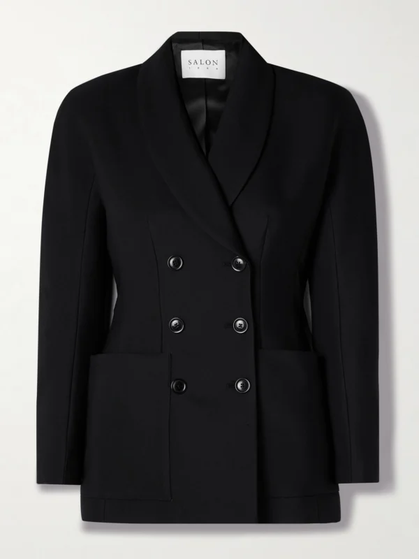 Salon 1884 Simone Double-breasted Wool and Silk-blend Twill Blazer