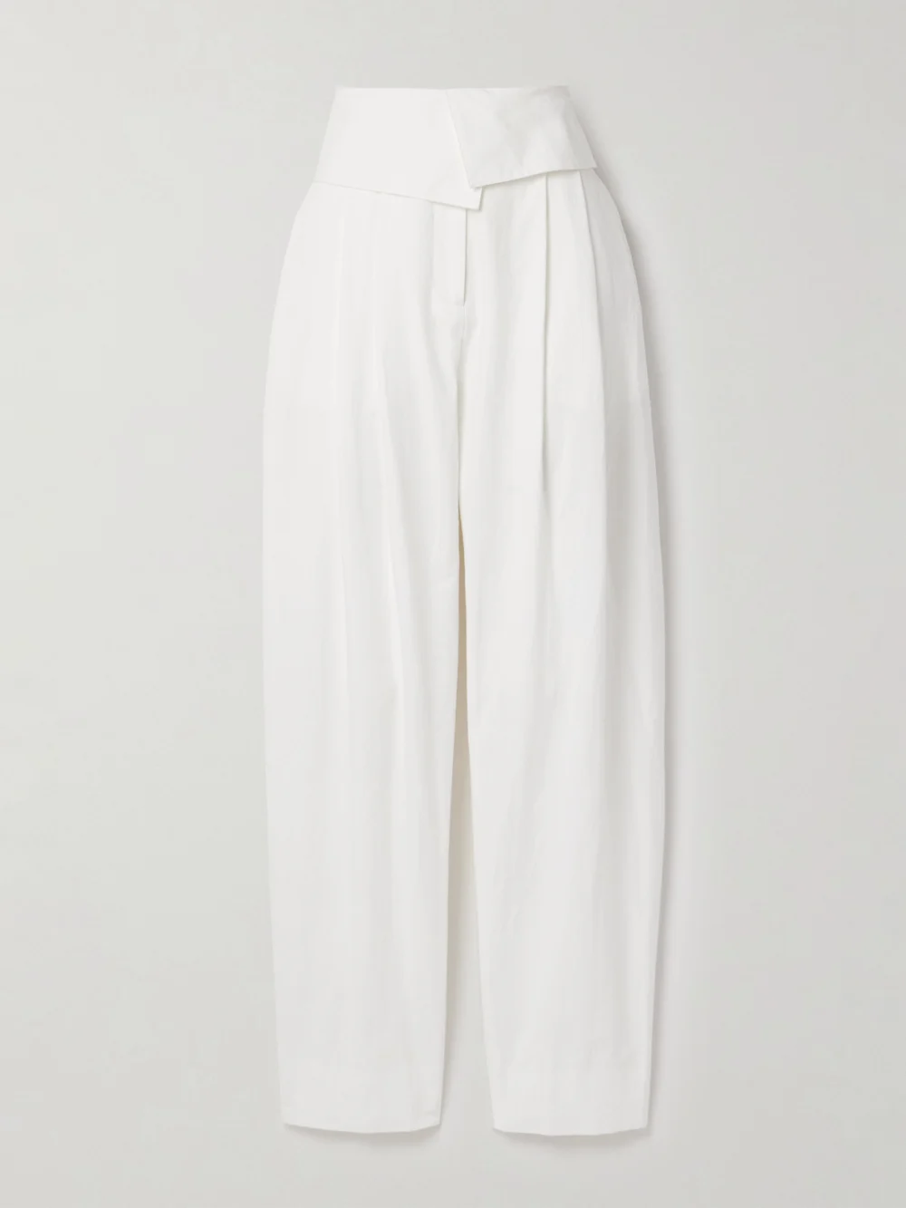 Salon 1884 Soren Layered Pleated Cotton-blend Poplin Tapered Pants in white