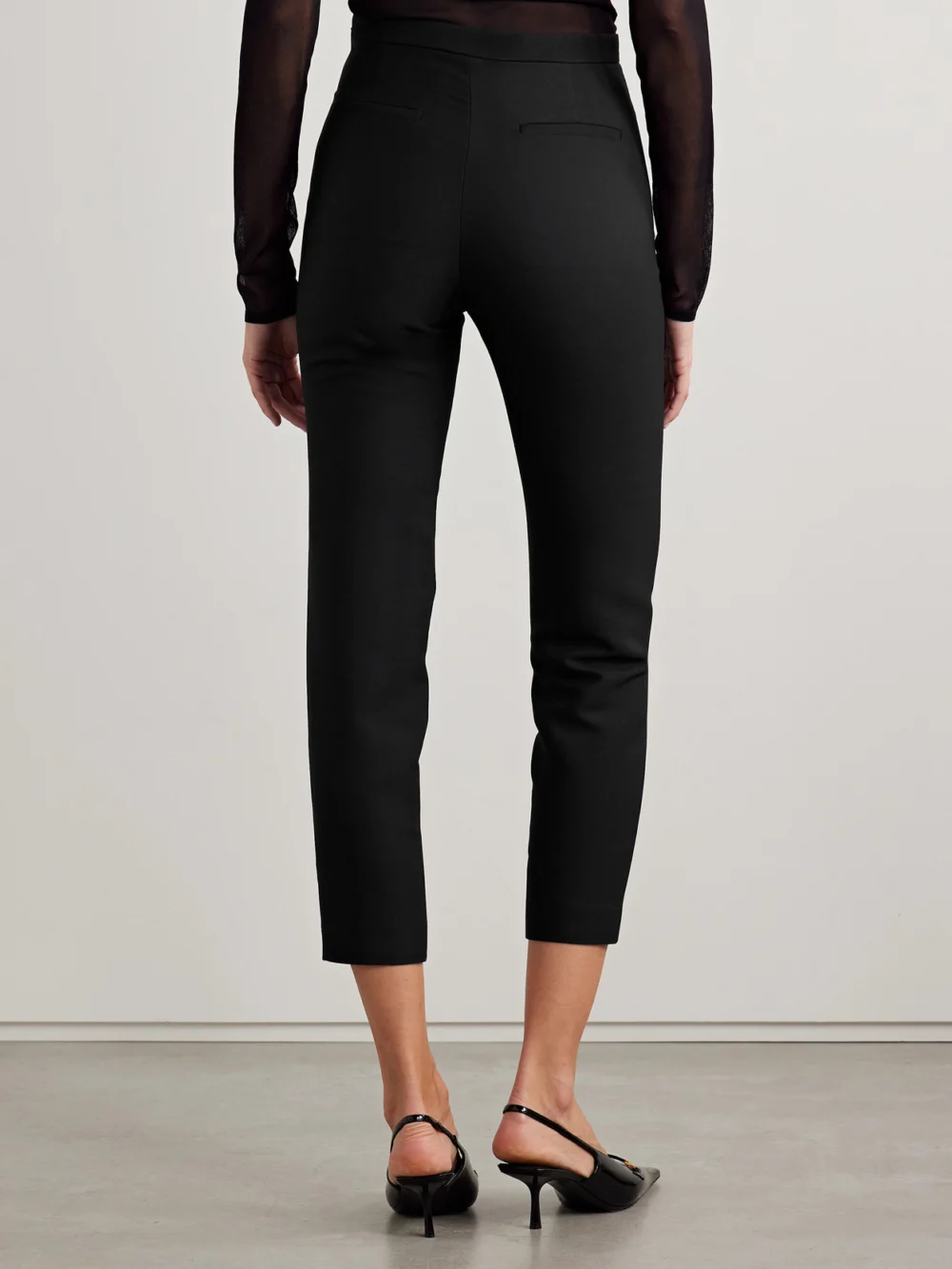 Back view of the Salon 1884 Theo Wool and Silk-blend Twill Skinny Pants