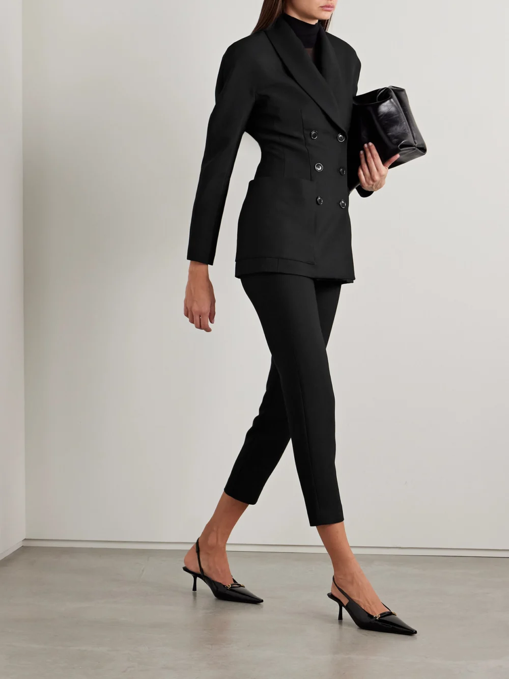Salon 1884 Theo Wool and Silk-blend Twill Skinny Pants, worn by a model