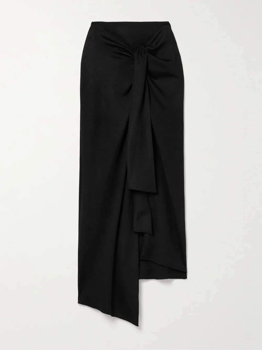 Salon 1884 Zadie Tie-detailed Draped Wool-jersey Midi Skirt in black