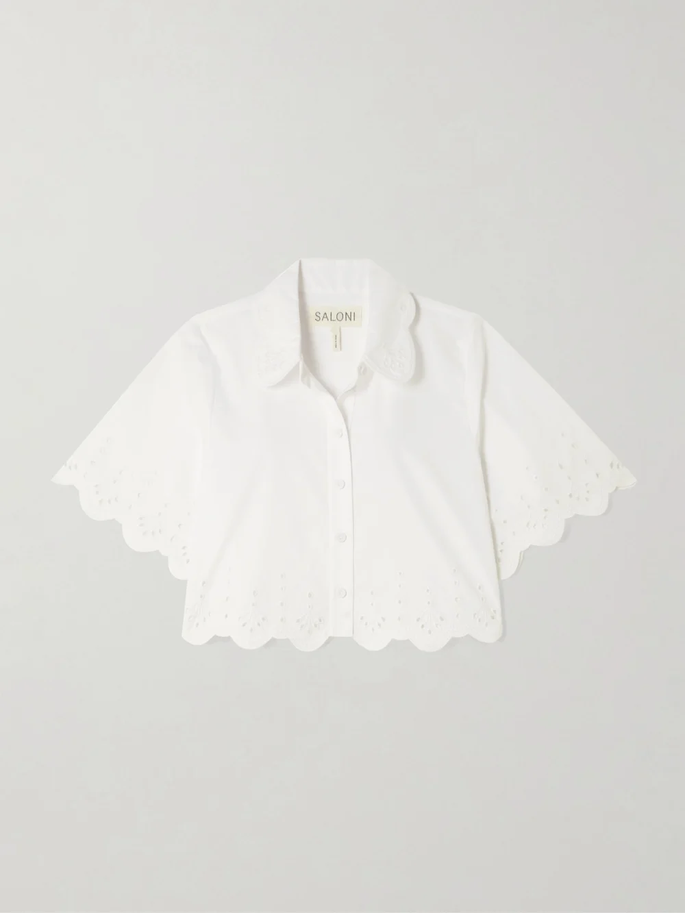 Saloni Dree Scalloped Broderie Anglaise Cotton-poplin Shirt in white