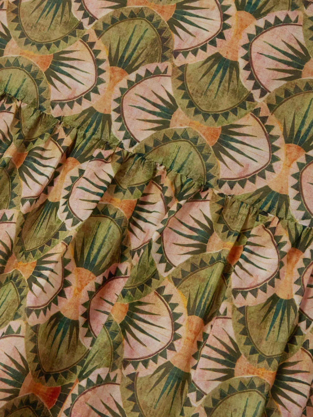 Close-up detail of the Saloni Isabel Printed Cotton Maxi Skirt