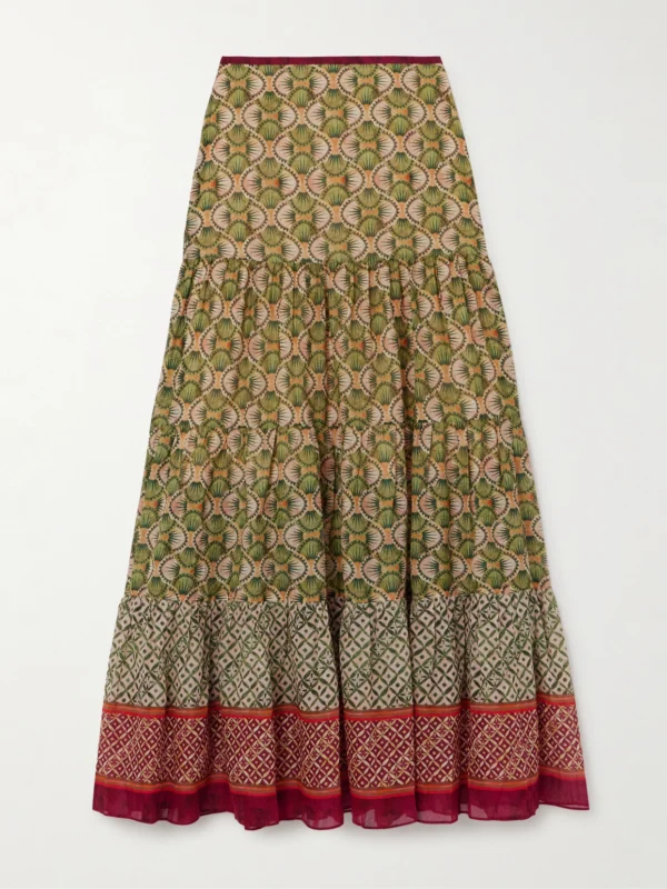 Saloni Isabel Printed Cotton Maxi Skirt